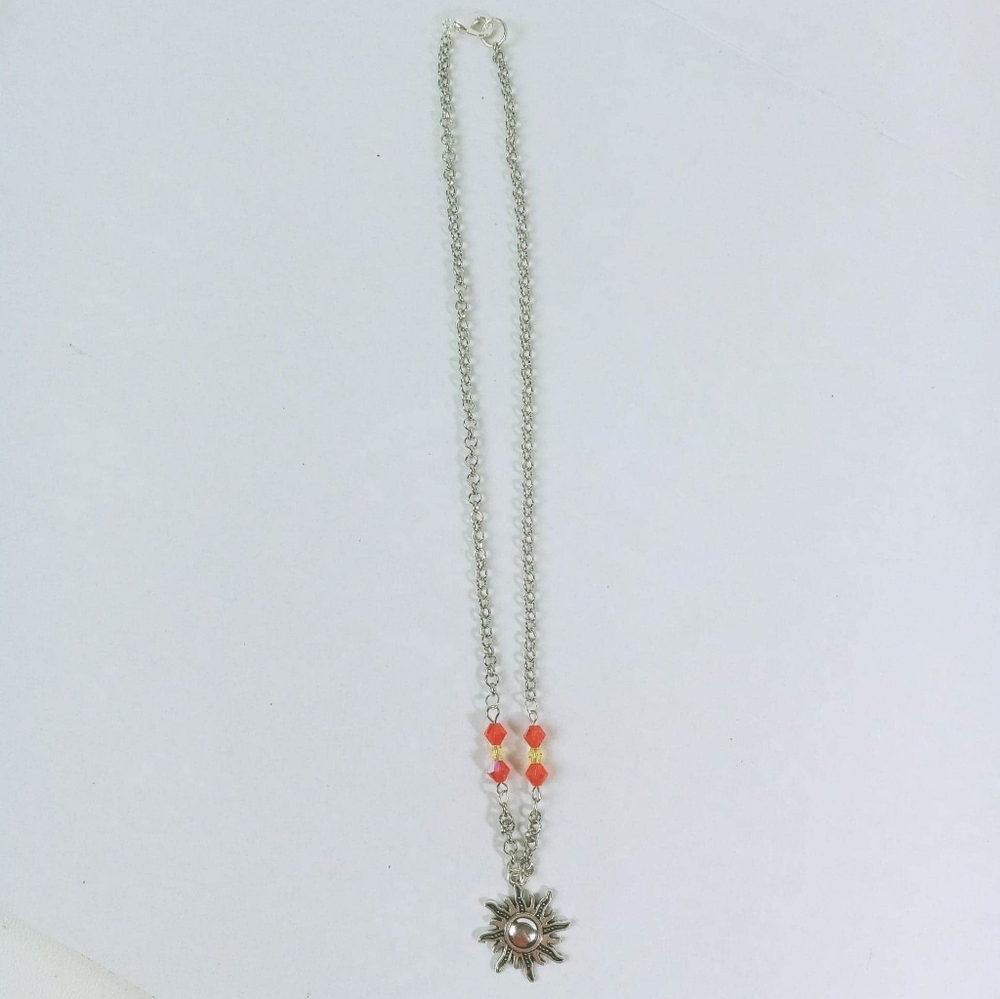 Sun celestial necklace orange/yellow glass beads - Picture 3 of 4